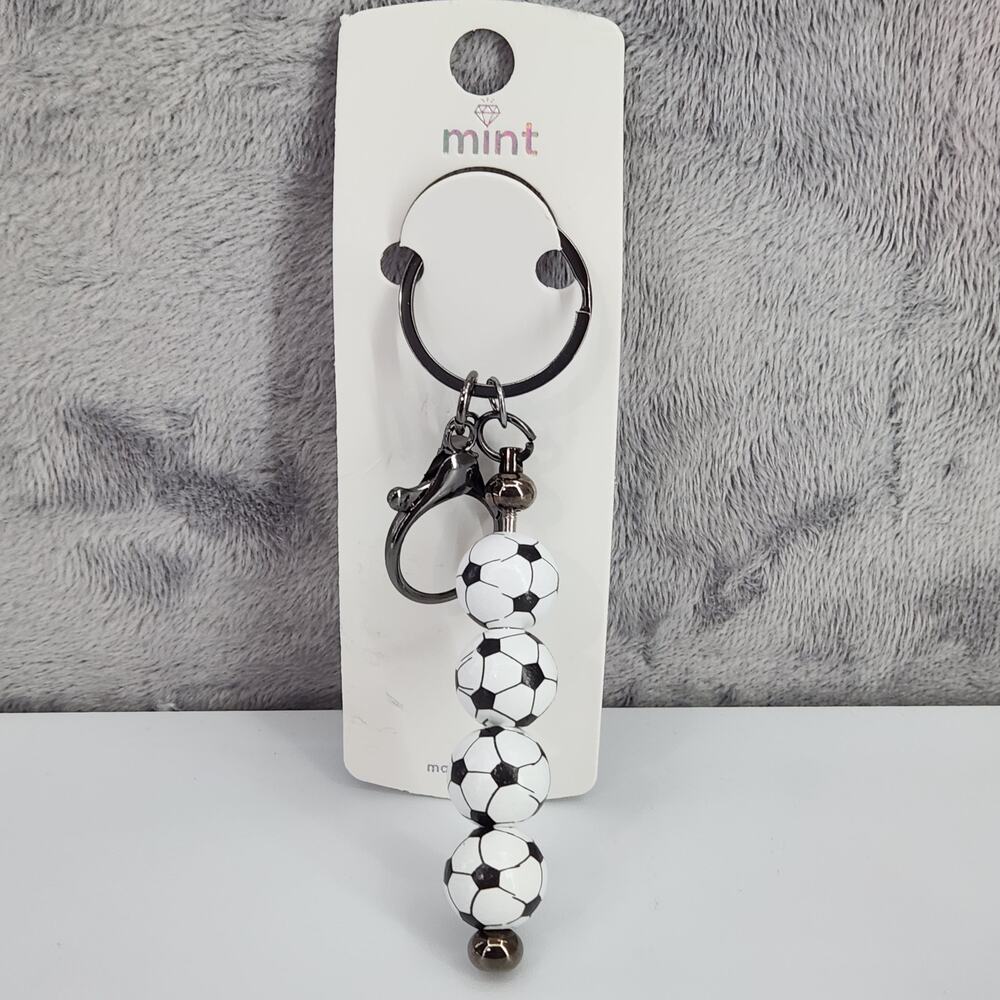 Sports Keychain - American Soccer painted spheres - backpack bag charm accessory